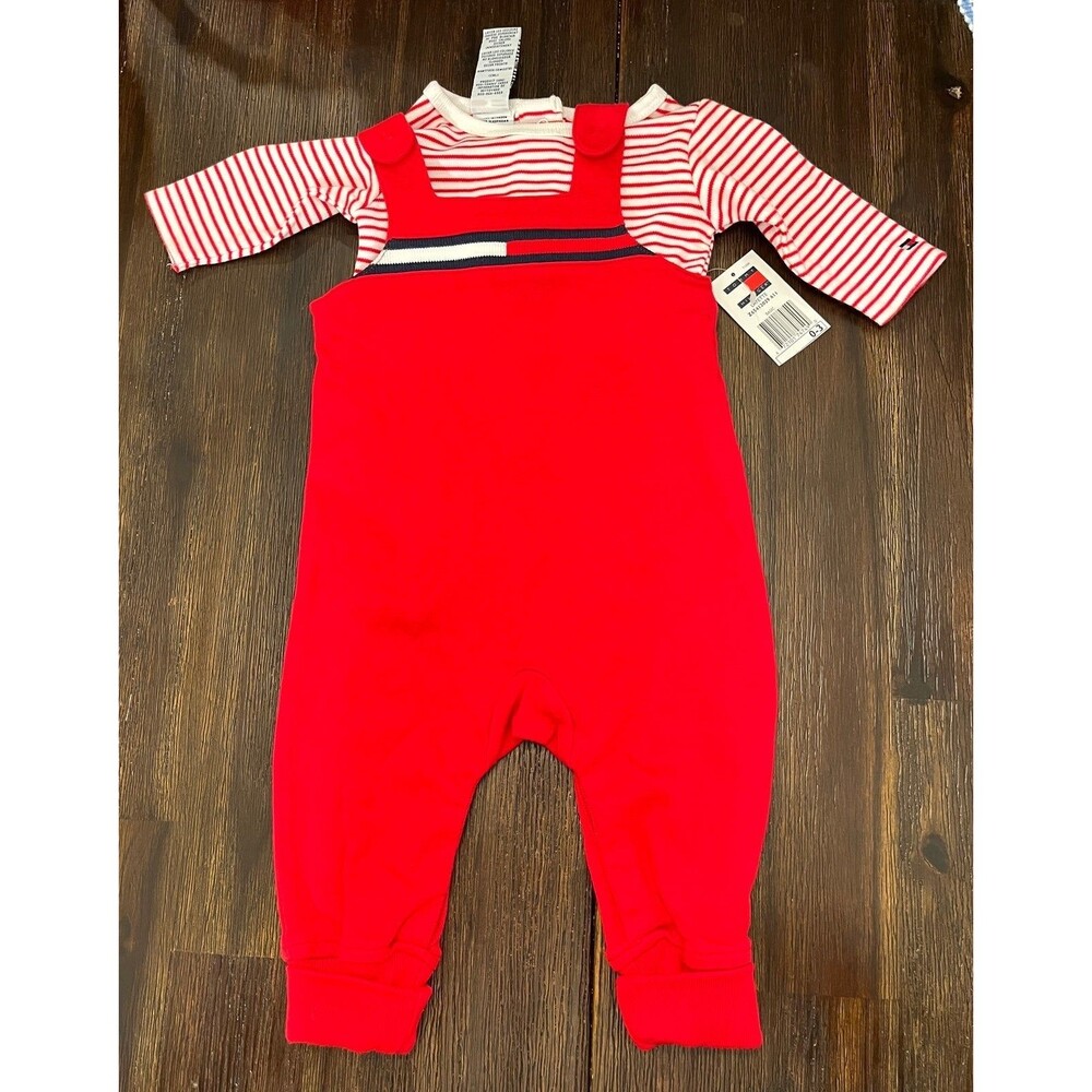 Tommy Hilfiger Boys 2pc Red/White/Blue Romper Set Classic VTG 90s Style NWT